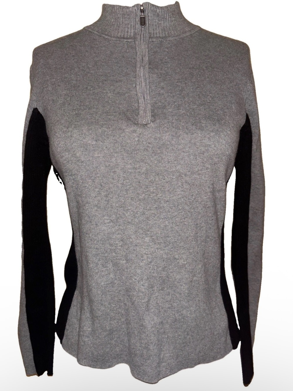 Style & Co. Gray and Black Half-Zip Mock Neck Pullover